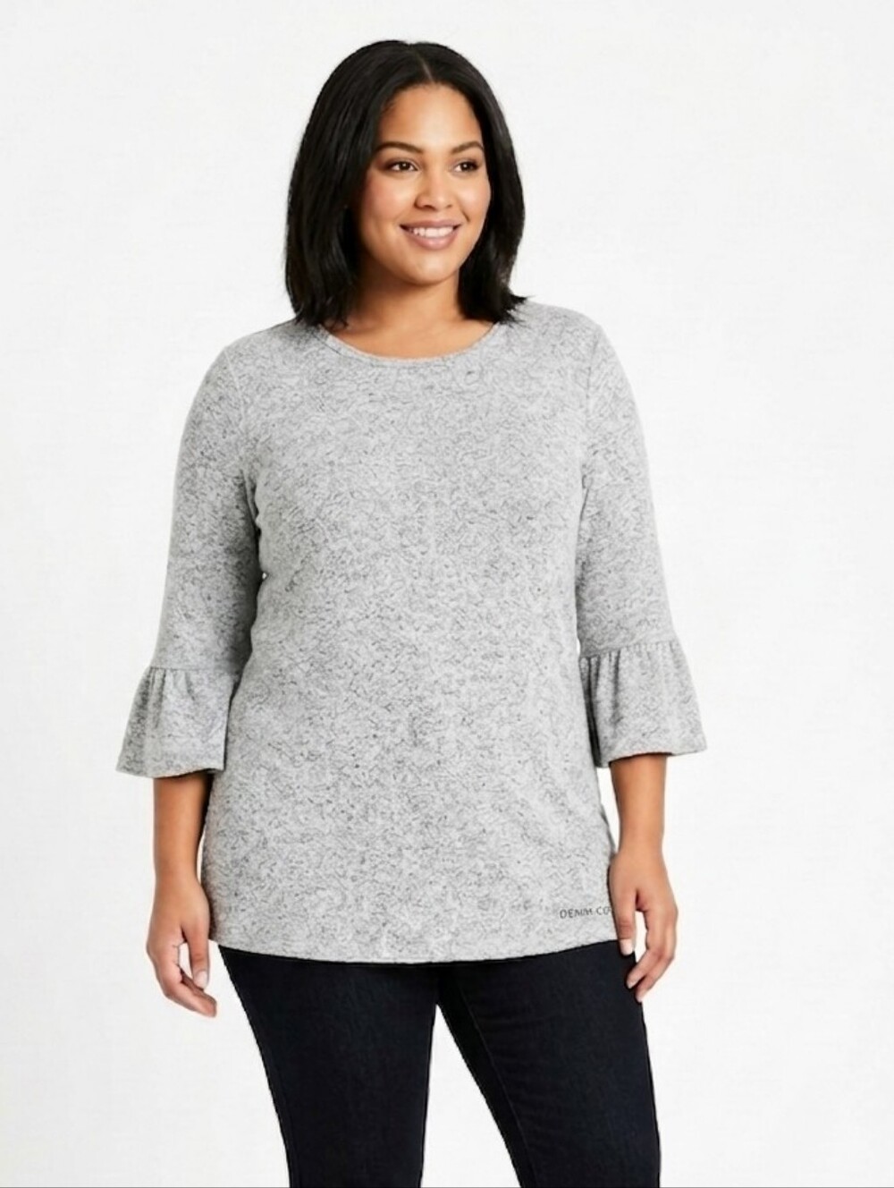 Large Grey Stretchy Tunic bell sleeves